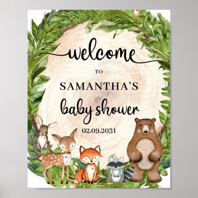 Poster Bois bûcherons baby shower panneau de bienvenue (Devant)