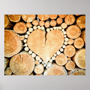 Poster Bois de bois de coeur bole bois de chauffage