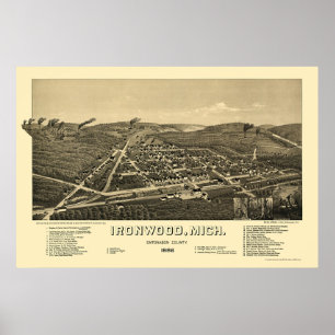 Poster Bois de fer, MI Carte panoramique - 1886