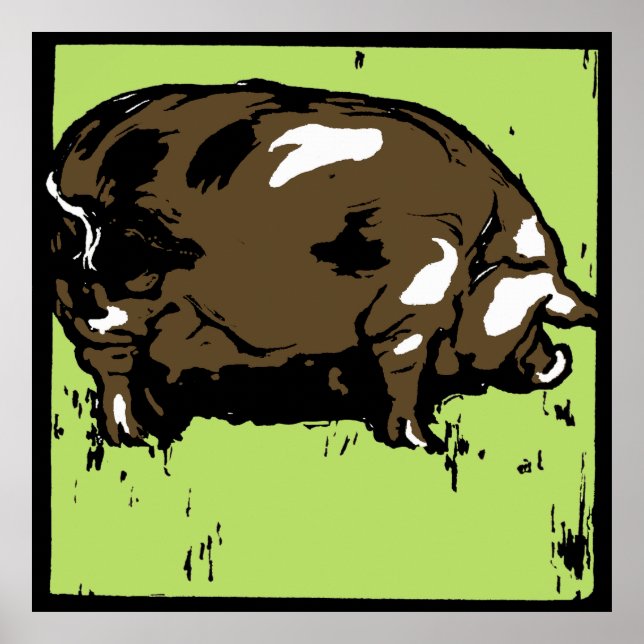 Poster Bois de ferme victorienne Animaux de la ferme Coch (Devant)