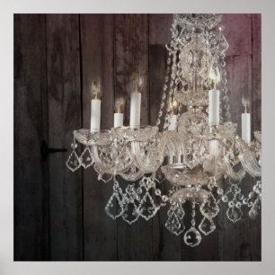 Poster Bois de grange Chandelier vintage parisien