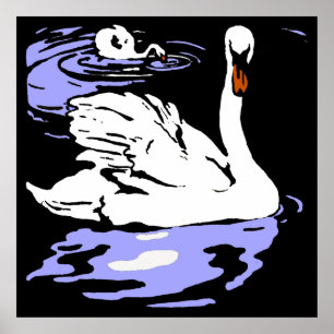 Poster Bois de la ferme victorienne Animaux Swans