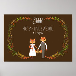 Poster Bois de Whimsical renards mariage en cours