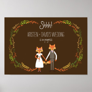 Poster Bois de Whimsical renards mariage en cours