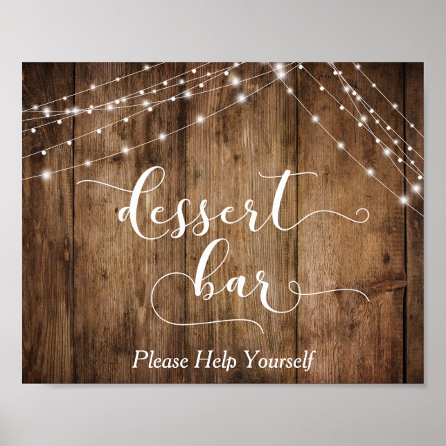 Poster Bois et lumières Dessert Bar Mariage (Devant)