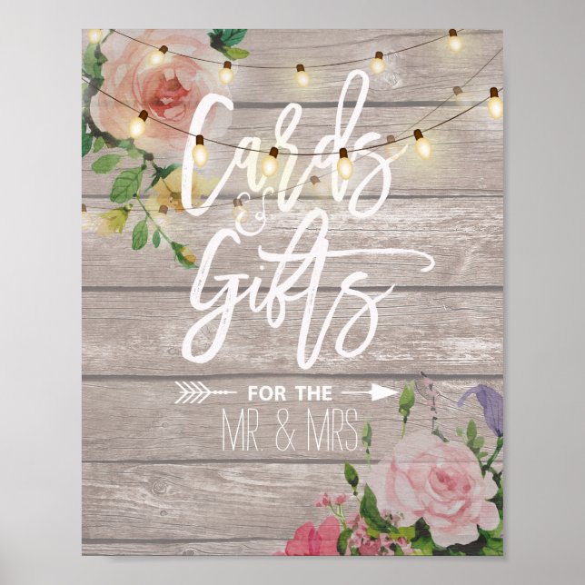 Poster Bois Floral Chaîne Lights Cartes Cadeaux Signal Ma (Devant)