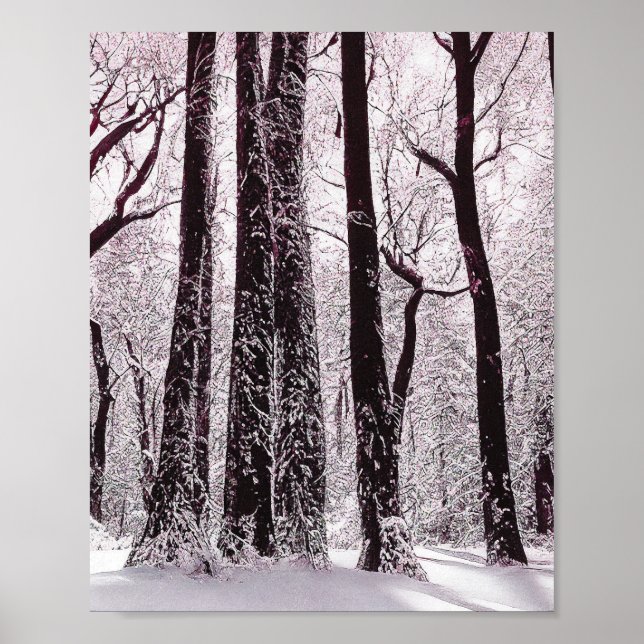 POSTER BOIS FORESTIER NEIGE HIVER SCÉNARIO (Devant)