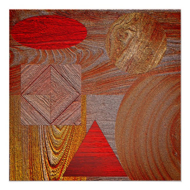 Poster  Bois - formes géométriques texturées (Devant)