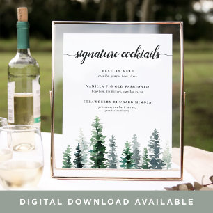 Poster Bois Grove Mariage Signature Cocktail Menu Signer