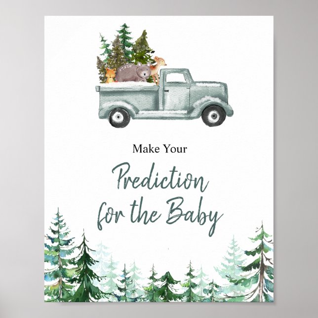 Poster Bois Pine d'hiver Prédictions pour bébé (Devant)