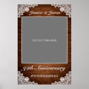 Poster Bois rustique et dentelle blanche Anniversaire pho