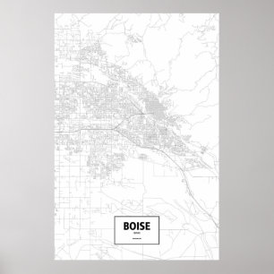 Poster Boise, Idaho (noir sur blanc)