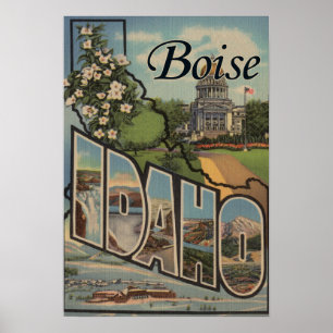 Poster Boise, IdahoGrandes lettres ScènesBoise, ID