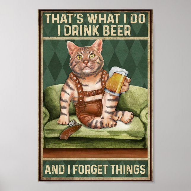Poster Boisson de chat bière vintage (Devant)