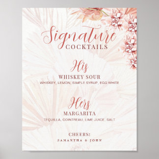 Poster Boisson de signature de mariage Cocktail Lui Elle