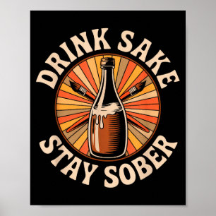 Poster Boisson drôle sake Restez sobre Humour japonais vi