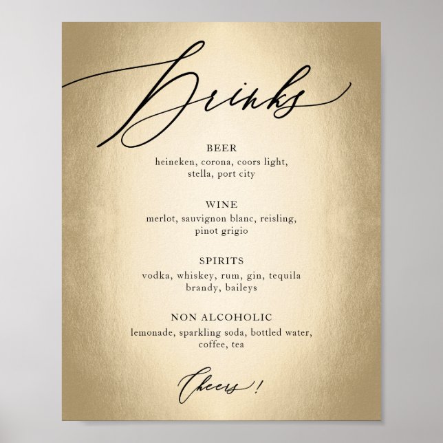 Poster Boisson et félicitations panneau de mariage écritu (Devant)