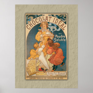 Poster Boisson française vintage idéale de chocolat