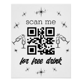 Poster boisson gratuite code qr design moderne