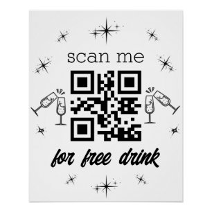 Poster boisson gratuite code qr design moderne
