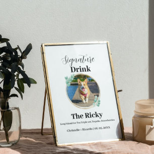 Poster Boisson signature de chien simple bar mariage Post