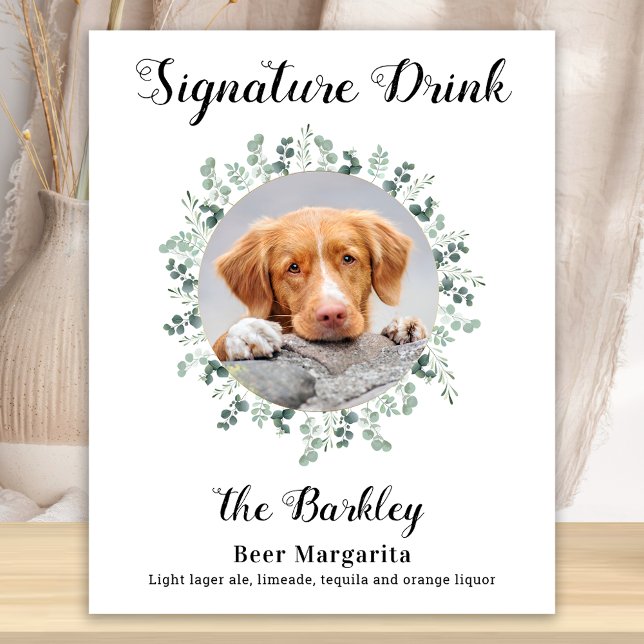 Poster Boisson Signature Dog Bar Photo personnalisée Mari (Créateur téléchargé)