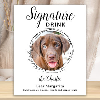 Poster Boisson Signature Personnalisée Bar à Chien Mariag