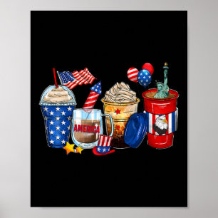 Poster Boissons 4 juillet Café Blanc Rouge Et Brûler Pa
