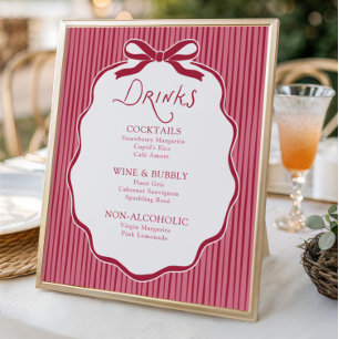 Poster Boissons à cadre en forme de nœud papillon cerise