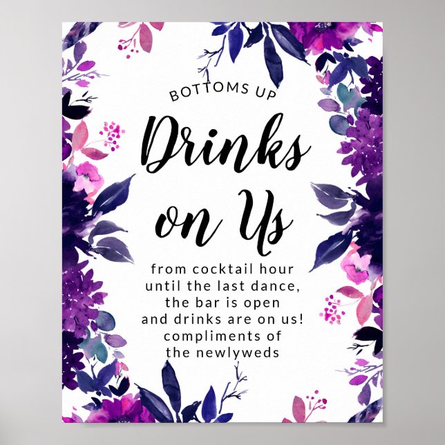 Poster Boissons amusantes sur nous Open Bar Wedding Récep (Devant)