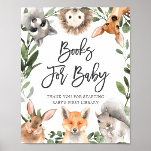Poster Boissons Animaux De Bois Livres De Baby shower Pou
