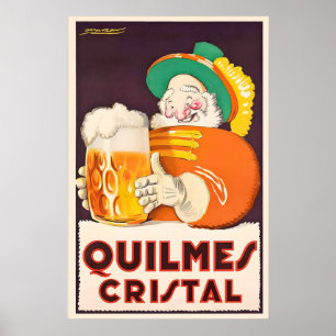 Poster Boissons Bière Quilmes Cristal Vin Mauzan
