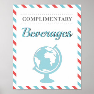 Poster Boissons Boissons Rouge Bleu Voyage Avion Compagni