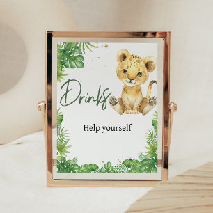 Poster Boissons de Baby shower de Lion rugissant