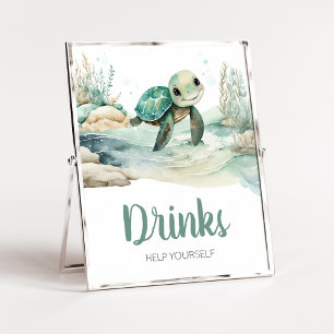 Poster Boissons de Baby shower de tortue de mer