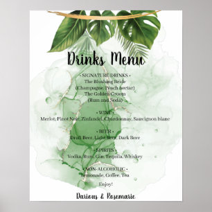 Poster Boissons de palme tropicale Menu Mariage Signal