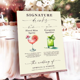 Poster Boissons de signature de mariage d'Ophelia mariée