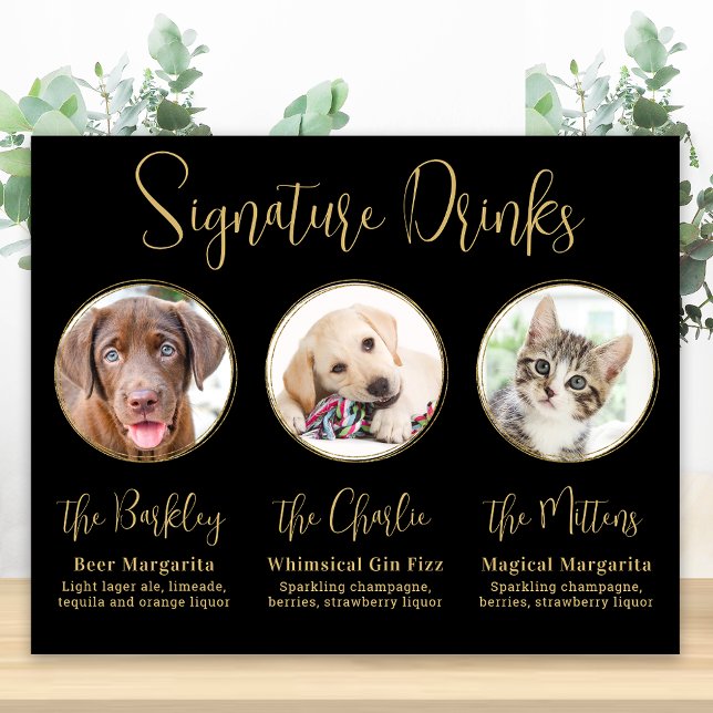 Poster Boissons de signature de mariage pour animaux de c (Créateur téléchargé)