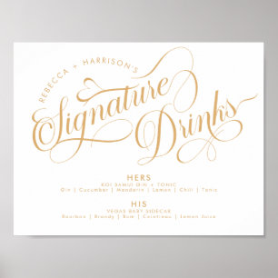 Poster Boissons de signature de script romantique Mariage