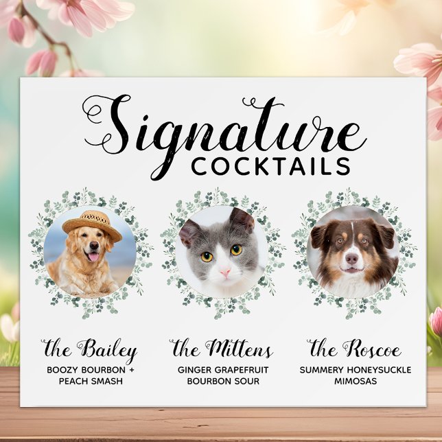 Poster Boissons de signature Mariage de chien 3 Photos Ba (Créateur téléchargé)