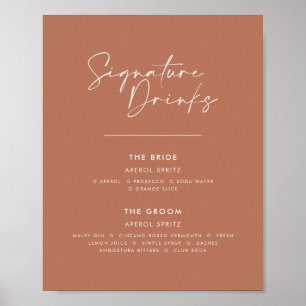 Poster Boissons de signature mariage moderne minima terre