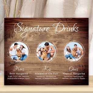 Poster Boissons de signature personnalisée Rustic Chien M