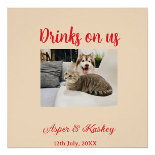 Poster Boissons offertes bar ouvert photo de mariage coup