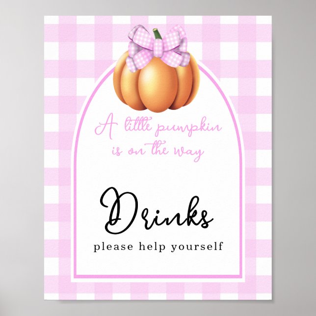 Poster Boissons pour baby shower avec arceau et noeud pap (Devant)