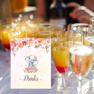 Poster Boissons pour Baby Shower Éléphant Bébé