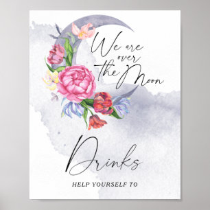 Poster Boissons pour Baby Shower Fleurs au-Dessus de la L