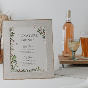 Poster Boissons Signature au Champagne Botanique Chic des