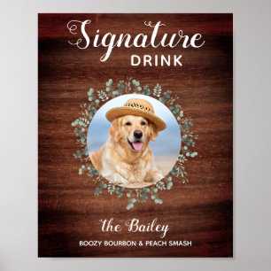 Poster Boissons Signature Bar pour Chiens Mariage Photo R