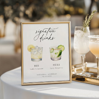 Poster Boissons Signature Chic Contemporain Mariage