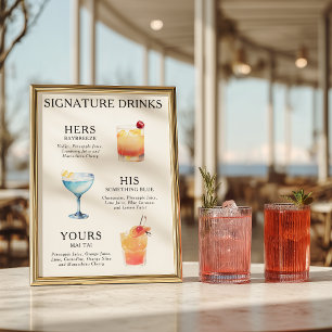 Poster Boissons Signature Cocktail de Mariage